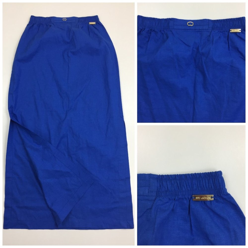 NEW ST JOHN SPORT MARIE GRAY Linen Mix Slits Skirt